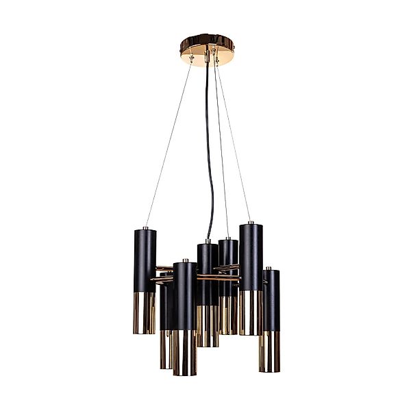 Pendelleuchte Orino, schwarz/gold, Metall, 7-flg., GU10 günstig online kaufen