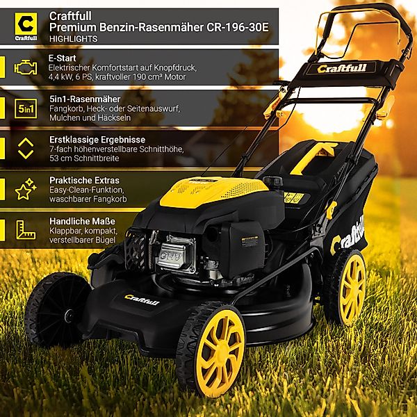 Craftfull Benzinrasenmäher CR-196-30E - 6 PS, günstig online kaufen