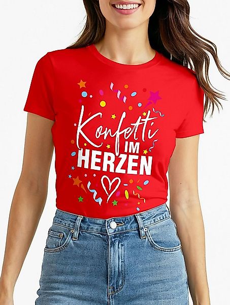 MoonWorks Print-Shirt Damen T-Shirt Fasching Karneval Konfetti im Herzen Ko günstig online kaufen