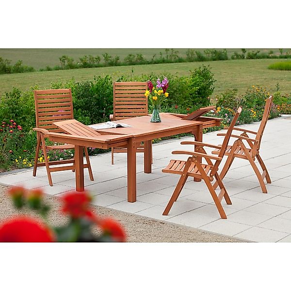 Merxx La Plata Gartenmöbel-Set 5-tlg. 4 Klappsessel Gartentisch Ausziehbar günstig online kaufen