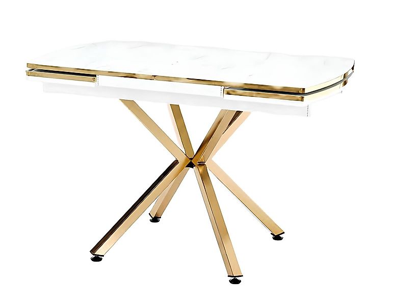 JVmoebel Esstisch Luxus Esstisch Tisch Ausziehbar Weißer Golden X-Tischbein günstig online kaufen