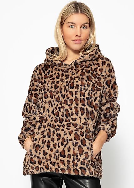 SASSYCLASSY Strickpullover Oversize Teddy Leo-Kapuzenpullover Damen günstig online kaufen