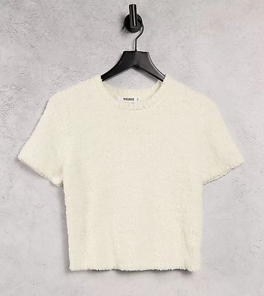 Missguided Maternity – T-Shirt in Popcorn-Optik in Weiß, Kombiteil günstig online kaufen