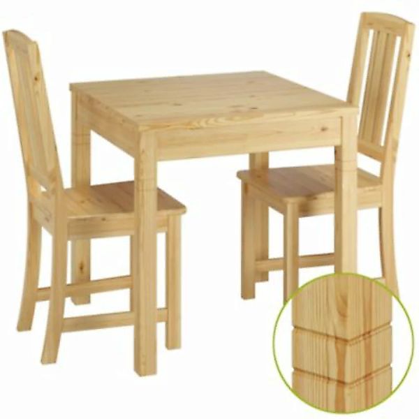 Erst-Holz® Schöne Essgruppe mit Tisch und 2 Stühle Kiefer natur Massivholz günstig online kaufen