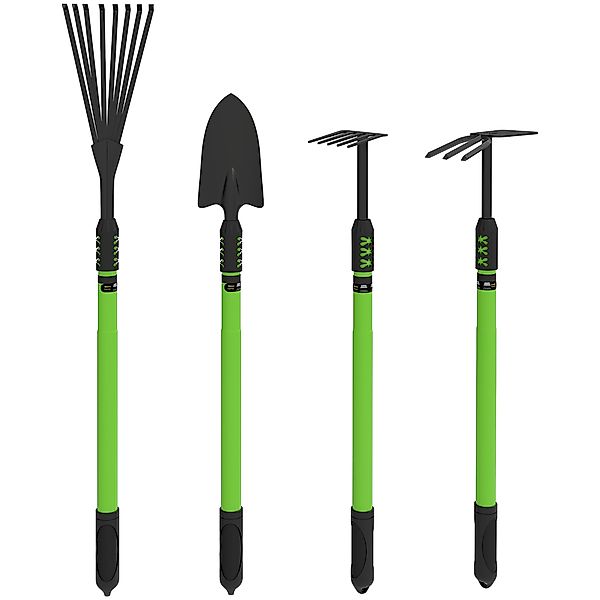 Outsunny Gartenwerkzeug-Set 4 Stück Gartengeräte-Set mit Schaufel Gartenhac günstig online kaufen