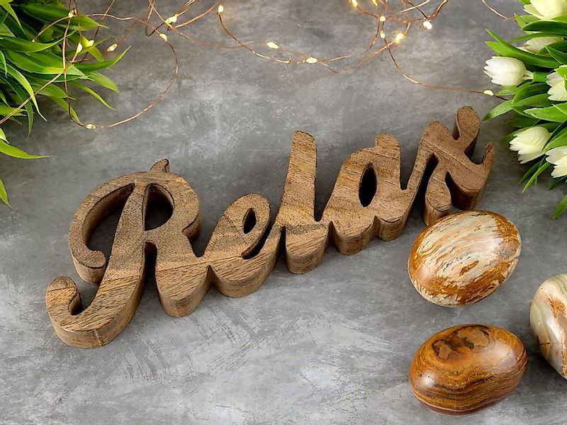 tinkaro Dekoobjekt Schriftzug Holzfigur Relax B28x9cm Dekoschrift Massivhol günstig online kaufen