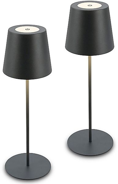 Briloner Leuchten Tischleuchte 2er Set LED Tischlampe kabellos, anthrazit, günstig online kaufen