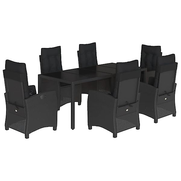vidaXL 7-Tlg Garten-Essgruppe mit Kissen Schwarz Poly Rattan 3212641 günstig online kaufen