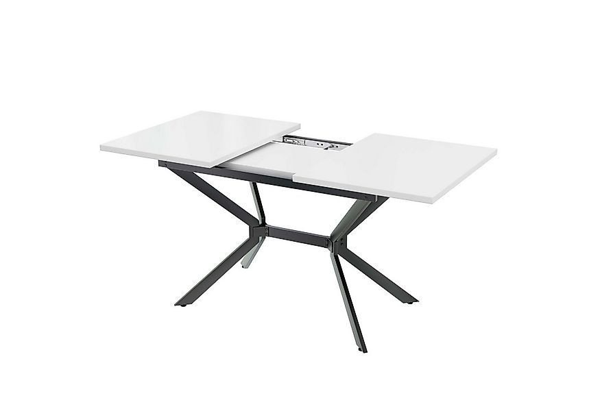 BBWL Esstisch Weißer erweiterbarer Esstisch 120 bis 160 x 80 cm (mit schwar günstig online kaufen