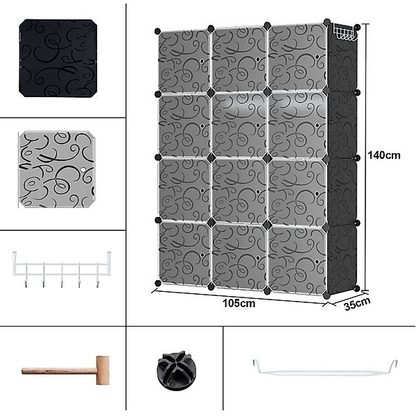 Clanmacy Kleiderschrank DIY 12/16 Würfel Steckregal günstig online kaufen