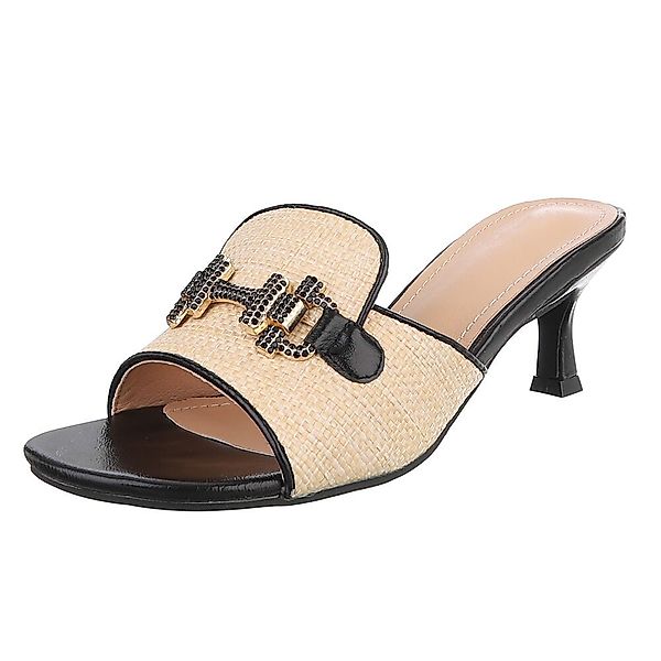 Ital-Design Elegante Peeptoe-Pantoletten mit Absatz für günstig online kaufen