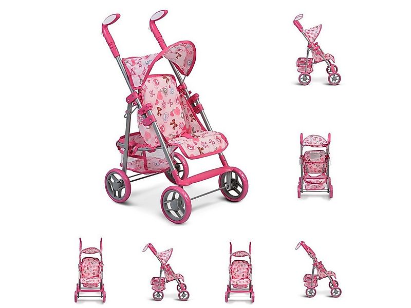 Moni Puppenbuggy Puppenwagen Flower Garden, Rückenlehne und Griffe verstell günstig online kaufen