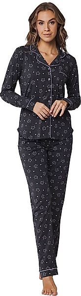 Rebelle Schlafanzug Damen Pyjama Katzen (2 tlg) geknöpft günstig online kaufen