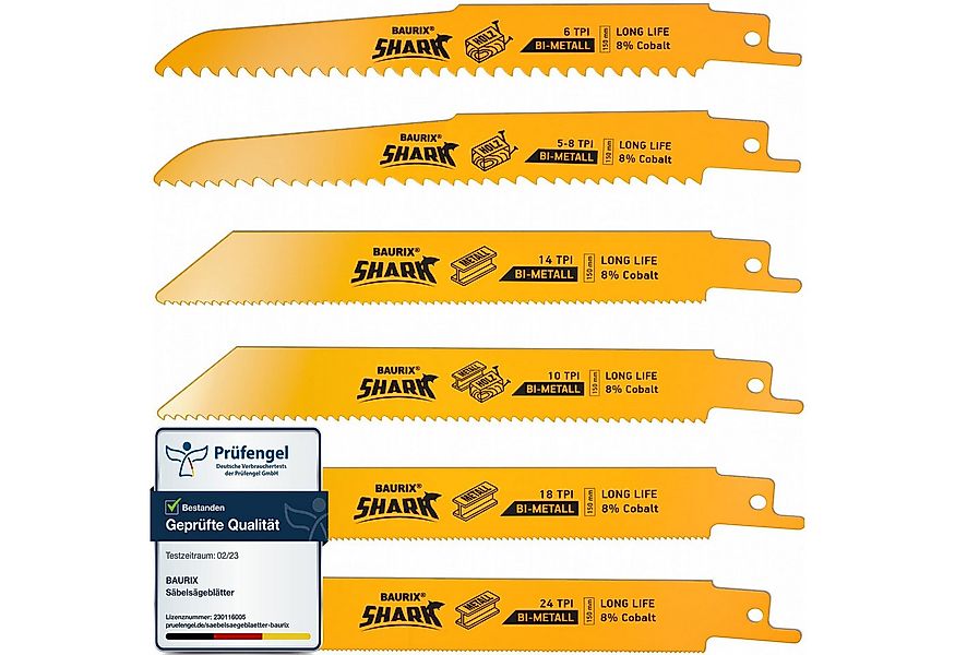 BAURIX Säbelsägeblatt 6 Stück, 150 mm, 5/8 bis 24 TPI, Holz mit Nägeln (Met günstig online kaufen