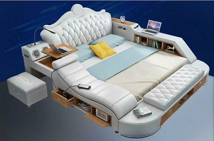 JVmoebel Bett Multifunktion Doppel Luxus Design Leder Bett Polster Betten günstig online kaufen