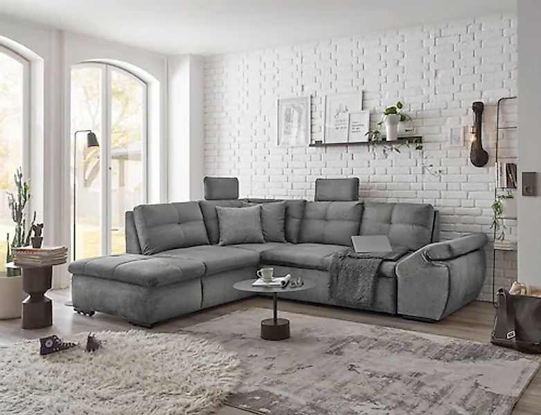 ED EXCITING DESIGN Ecksofa »Alija L-Form«, mit Bettfunktion, Bettkasten, Ar günstig online kaufen