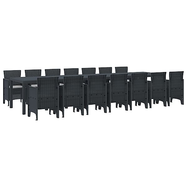 vidaXL Garten Essgruppe 15-Tlg Anthrazit Poly Rattan 3378794 günstig online kaufen