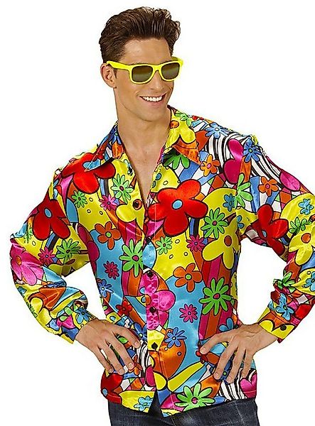 Widdmann Hippie-Kostüm 70er Hippie Flower Hemd Herren - Karneval Fasching, günstig online kaufen