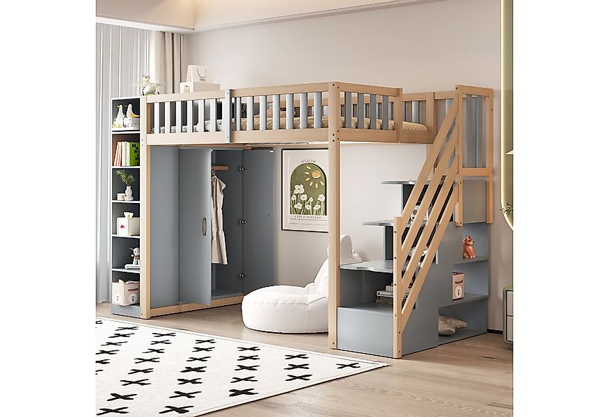 Odikalo Kinderbett Hochbett Jugendbett 90x200 mit Stauraum (Multifunktional günstig online kaufen