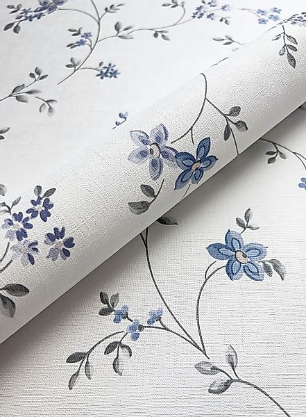 Newroom Vliestapete, Blau Tapete Floral Blumen günstig online kaufen