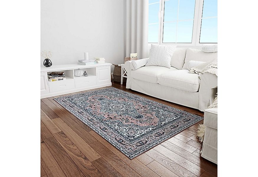 Jungengel Teppich Orientteppich in Rosa und Grau mit klassischem Muster – W günstig online kaufen