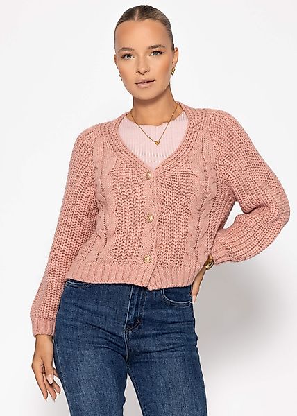 SASSYCLASSY Cardigan Zopfstrick-Cardigan mit Knopfleiste für günstig online kaufen