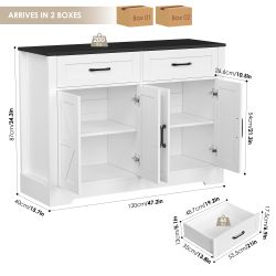 HOMECHO Buffet 120cm Küchenschrank mit 2 günstig online kaufen