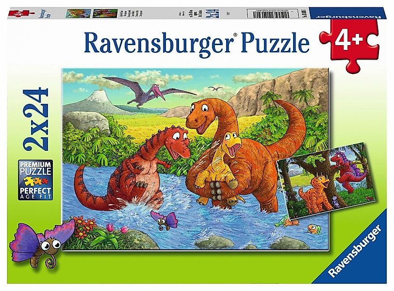 Ravensburger Puzzle 2 x 24 Teile Ravensburger Kinder Puzzle Spielende Dinos günstig online kaufen