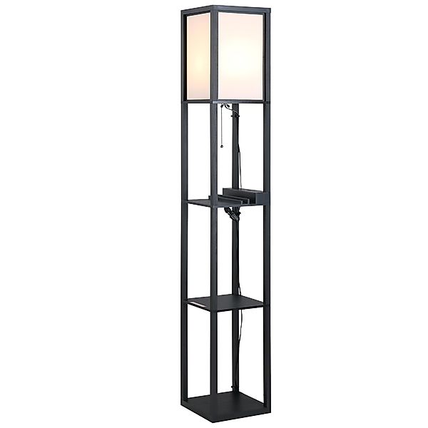 HOMCOM Moderne Stehlampe, Platzsparende Bodenlampe mit Regalen aus Baumwoll günstig online kaufen