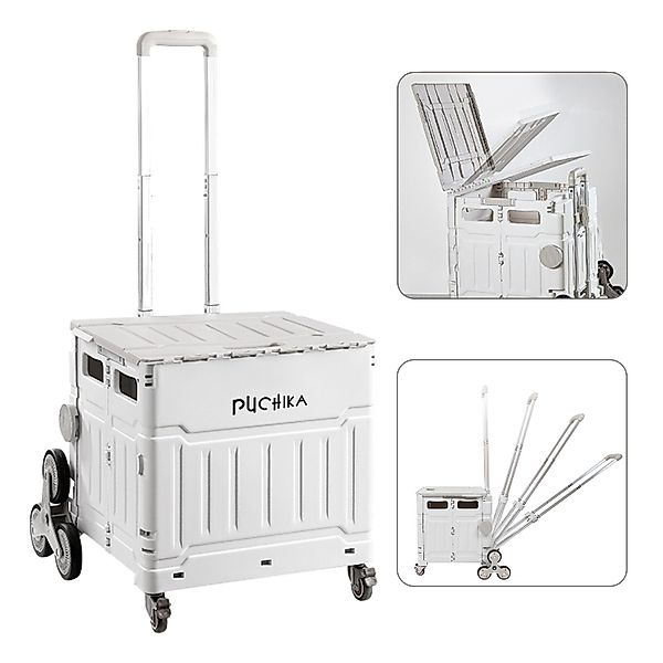 PUCHIKA Einkaufstrolley, Klappbarer Einkaufswagen, Flachziehenbar günstig online kaufen