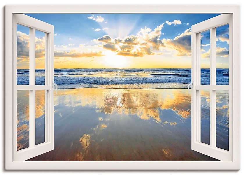 Artland Leinwandbild "Fensterblick Sonnenaufgang Ozean" Fensterblick 1 Stk. günstig online kaufen