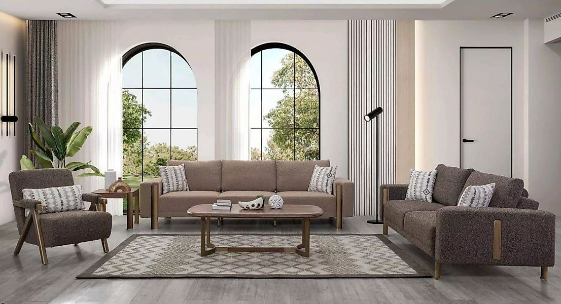 JVmoebel Sofa Sofagarnitur 4+3+1 Sitzer Wohnzimmer Set Komplett Textil Sofa günstig online kaufen