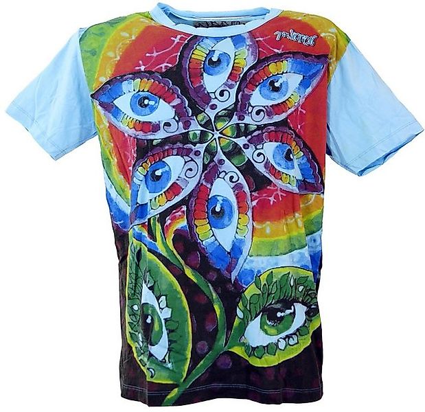 Guru-Shop T-Shirt Mirror T-Shirt - Drittes Auge hellblau Goa Style, Festiva günstig online kaufen