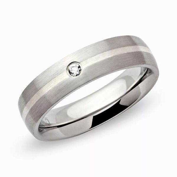 Unique Fingerring Edelstahlring matt mit Silbereinlage, günstig online kaufen
