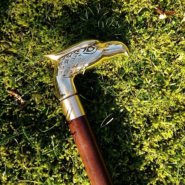 Antikas Wanddekoobjekt Spazierstock mit Messing Griff günstig online kaufen