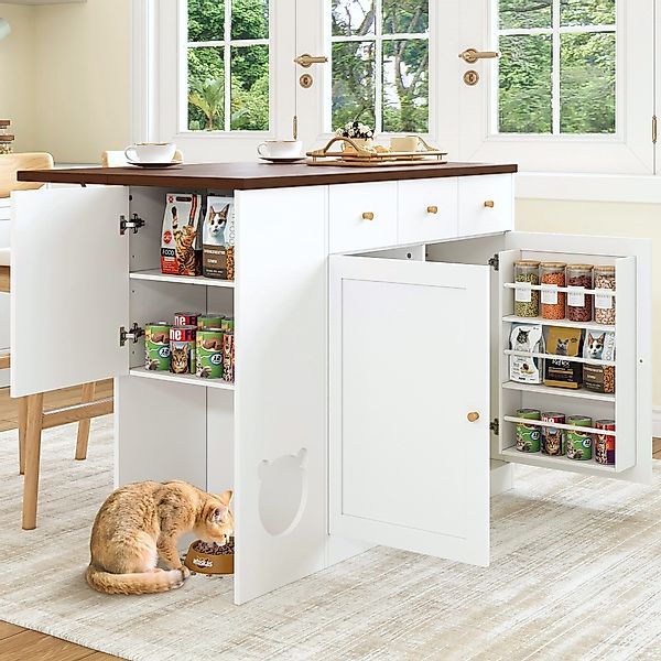 Flieks Kücheninsel mit erweiterbarer Arbeitsplatte, Schubladen günstig online kaufen