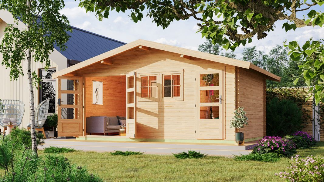 Karibu Gartenhaus "Lagor 2" 38mm, 2 Raumhaus aus hochwertiger nordischer Fi günstig online kaufen