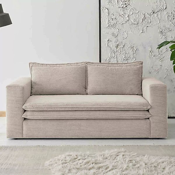 Zweisitzer Cord Sofa in Beige 180 cm breit - 91 cm tief günstig online kaufen