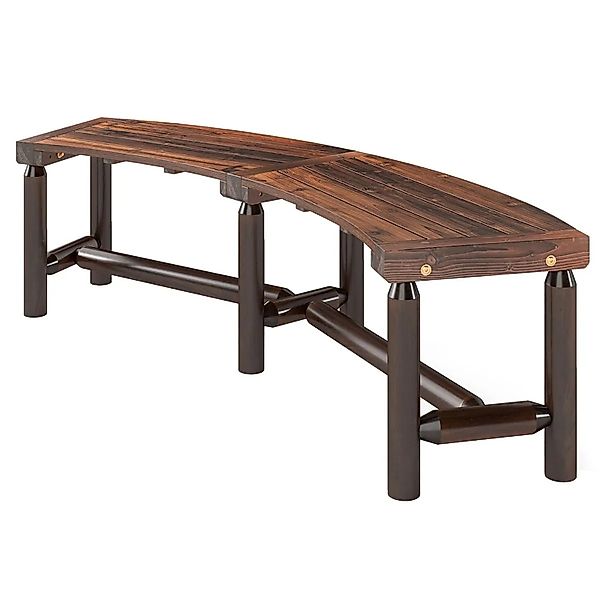 Costway Gartenbank Gebogen Holz Ohne Rückenlehne 3 Sitzer Braun günstig online kaufen