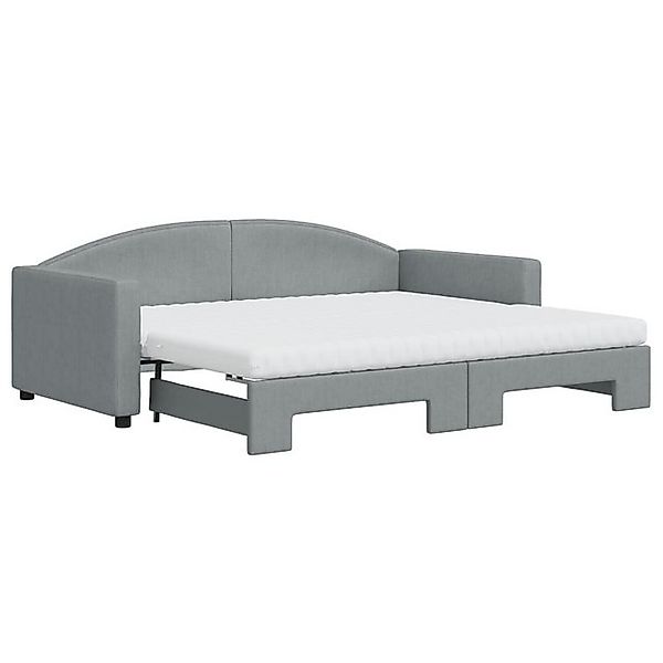 vidaXL Bett, Tagesbett Ausziehbar mit Matratze Hellgrau 90x190 cm Stoff günstig online kaufen