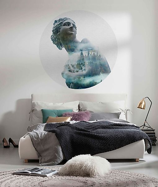 Sanders & Sanders Selbstklebende Runde Tapete Gaia Grau und Blau Ø 125 cm 6 günstig online kaufen