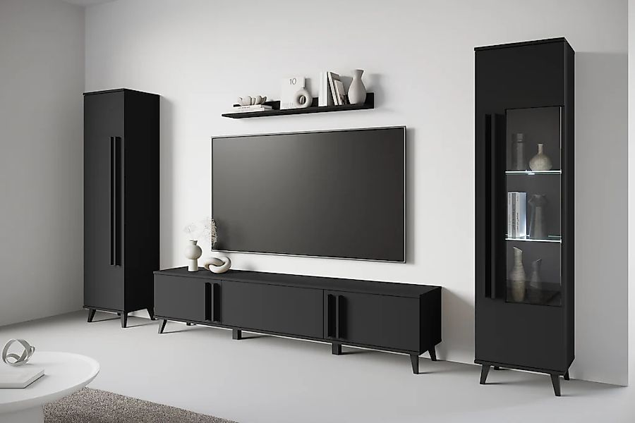 Home affaire Wohnwand "Helsinki, Modernes Set mit verglaster Vitrine" Kompl günstig online kaufen