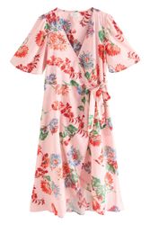 Next Midikleid Besticktes Wickelkleid aus 100 % günstig online kaufen