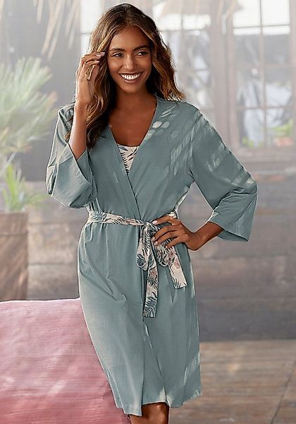 LASCANA Kimono, Kurzform, Single-Jersey, Gürtel, in uni oder Allover-Druck günstig online kaufen