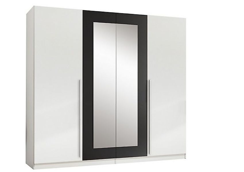 PREISBRECHER Drehtürenschrank Cano 5 Böden, 1 Stange, Spiegel / Weiß / Grap günstig online kaufen