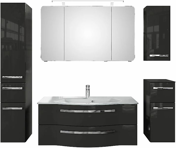 Saphir Badmöbel-Set "Serie 4005, vormontiert, Glaswaschbecken, Spiegelschra günstig online kaufen
