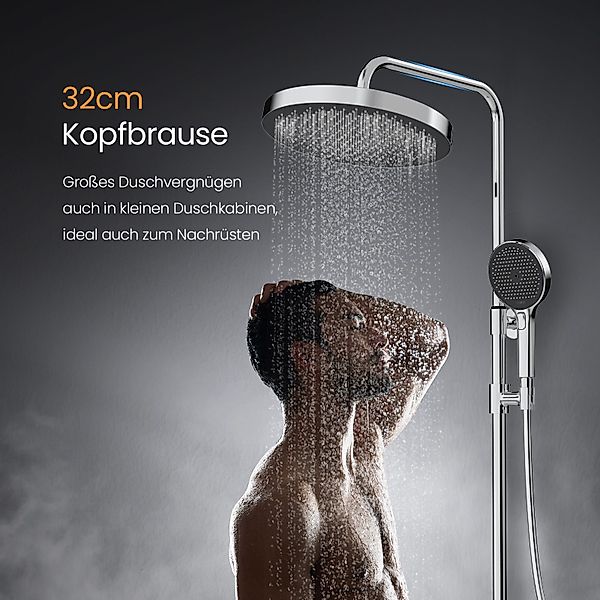 EMKE Duschsystem Thermostat Duschset Runder Kopfbrause günstig online kaufen