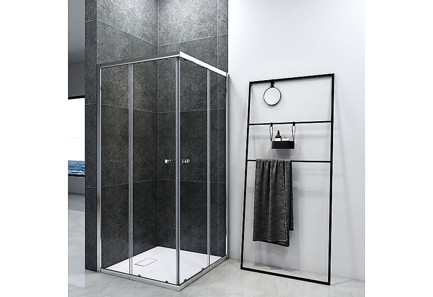 EMKE Eckdusche Duschkabine Doppel Schiebetür Duschtür Eckeinstieg Höhe 185c günstig online kaufen