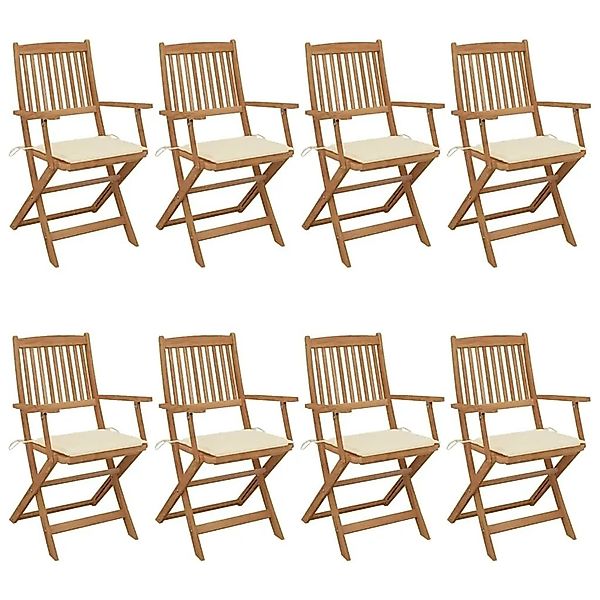 vidaXL Klappbare Gartenstühle 8 Stk mit Kissen Massivholz Akazie 3074969 günstig online kaufen