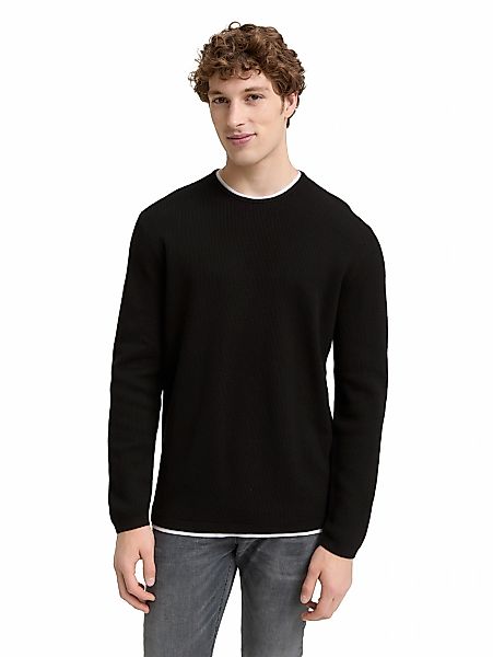 TOM TAILOR Denim Strickpullover mit 2-in-1 Ausschnitt günstig online kaufen